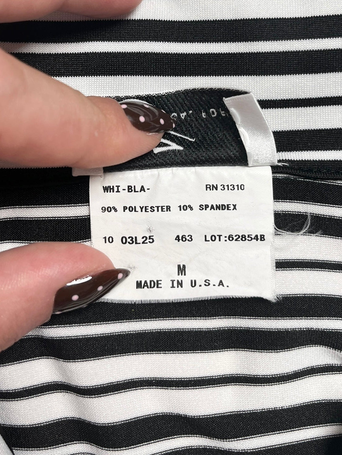 Y2K Byer California Top Tank Estilo Polo (Rayas blanco/negro) - Talla S/M