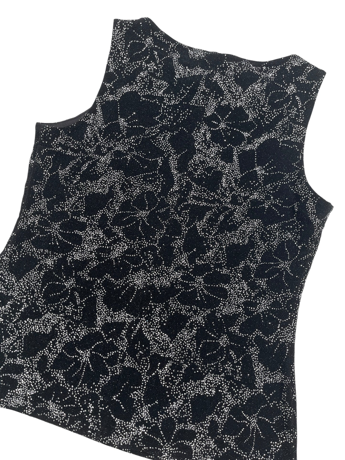 Y2K Alex Top Negro Con Flores Brillantes - Talla L