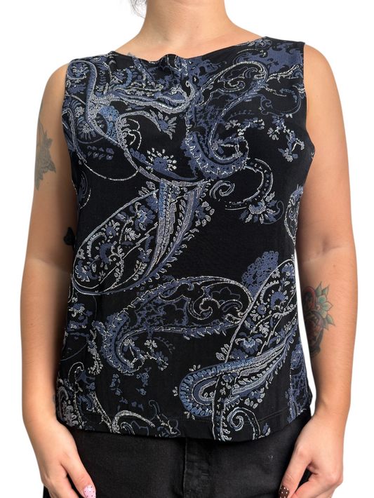 Y2K Chicos Top estampado azul con brillo - Talla L/XL