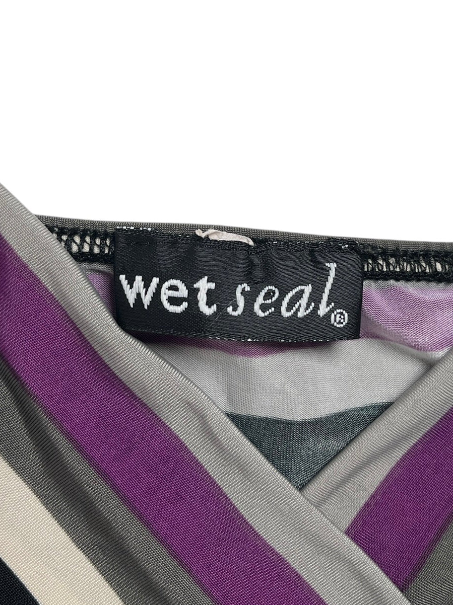 Y2K Wet Seal Top Cruzado Rayas - Talla S
