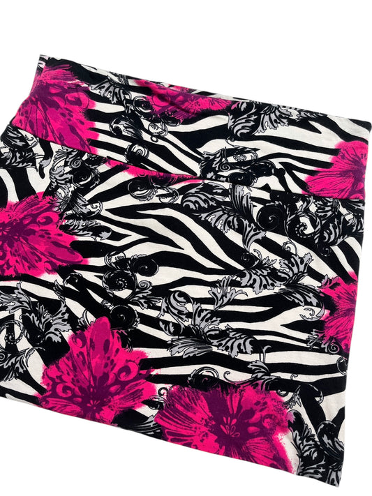 Y2K Body Central Falda Stretch Estampada Zebra Y Flores - Talla L