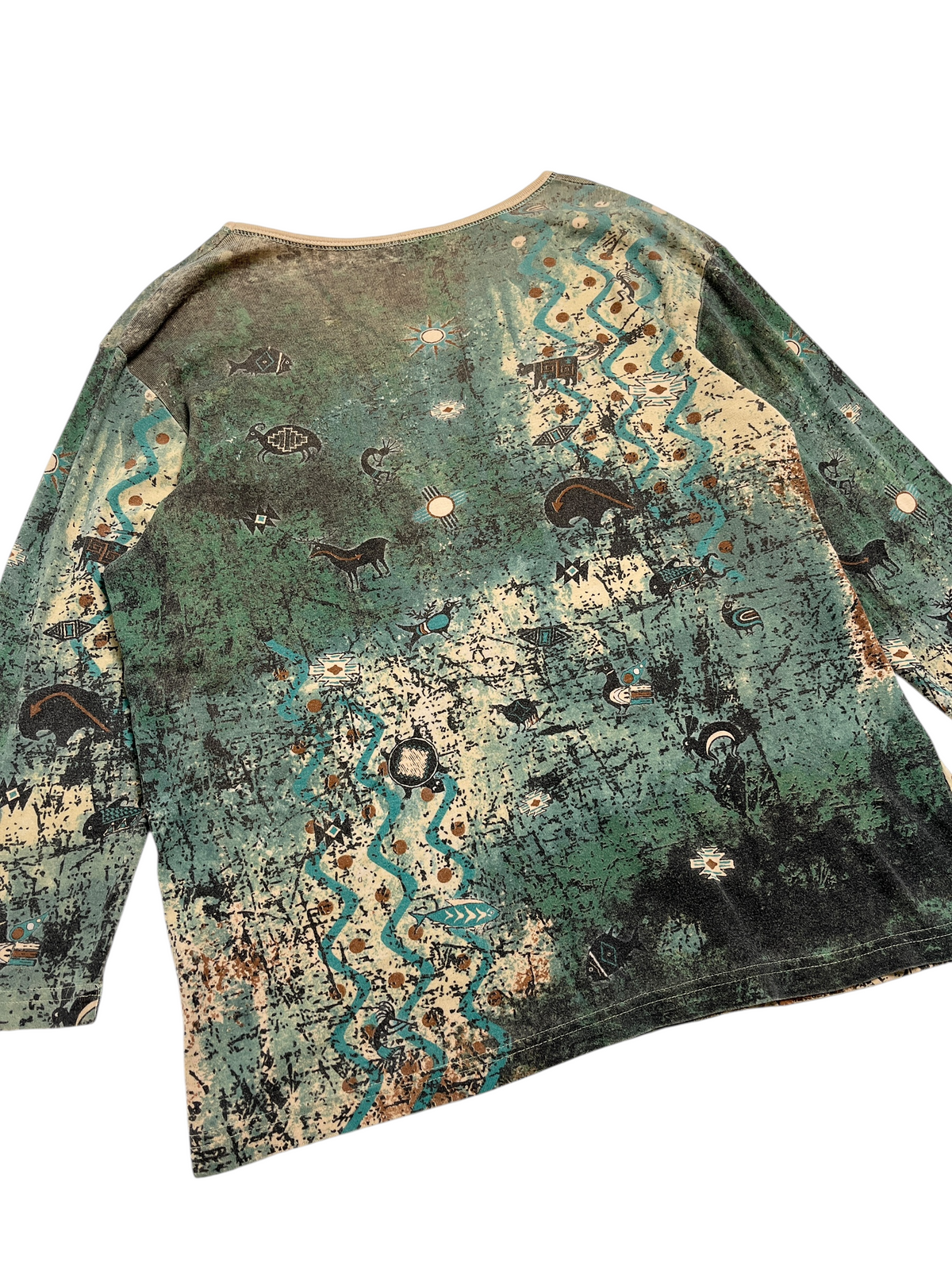 Y2K Cactus Bay Apparel manga 3/4 Top - Talla XL