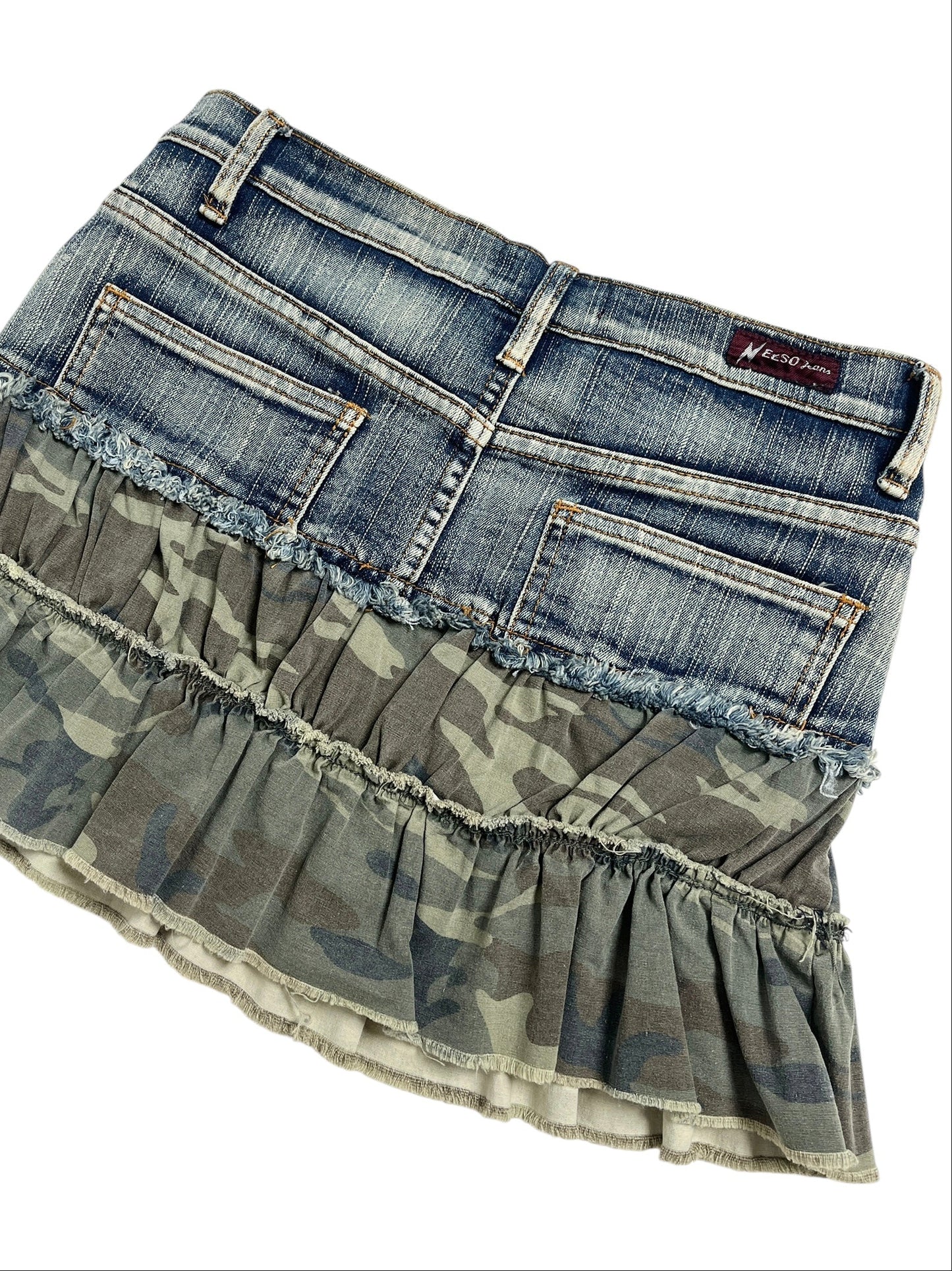 Y2K Neeso Denim+Camuflaje Falda - Talla S