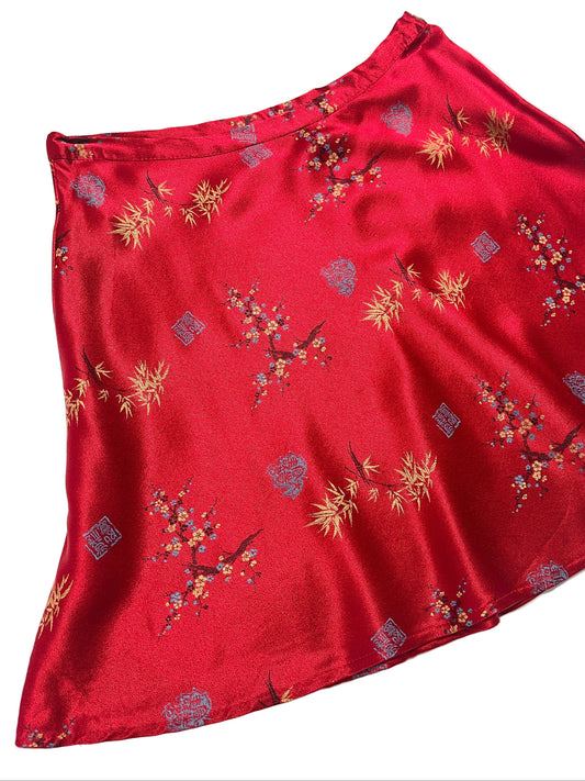 80s-90s A.Byer Falda Satinada Roja - Talla S