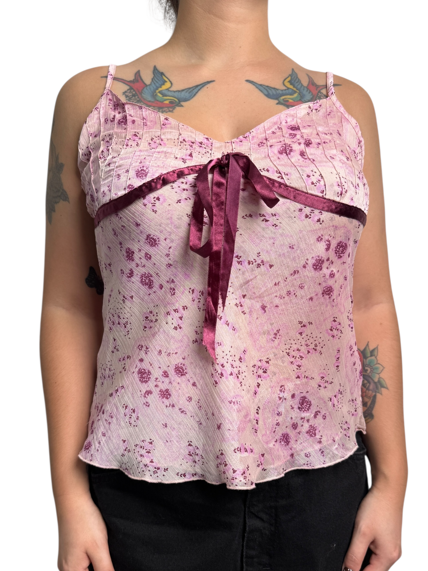Y2K Kombiworld Top rosa con estampado floral - Talla M