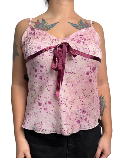 Y2K Kombiworld Top rosa con estampado floral - Talla M