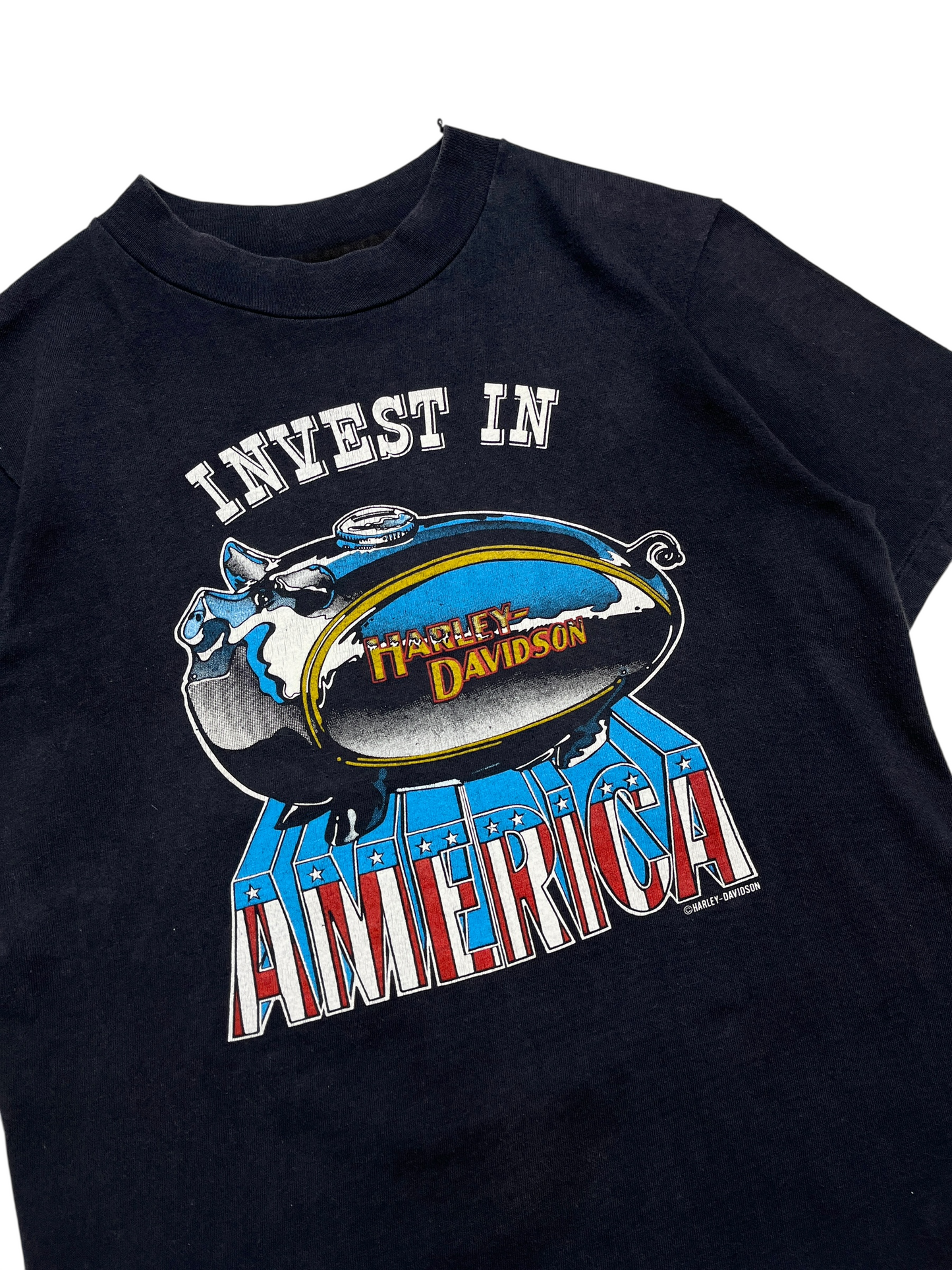 1982 Harley Davidson Invest in America T-shirt - Talla S