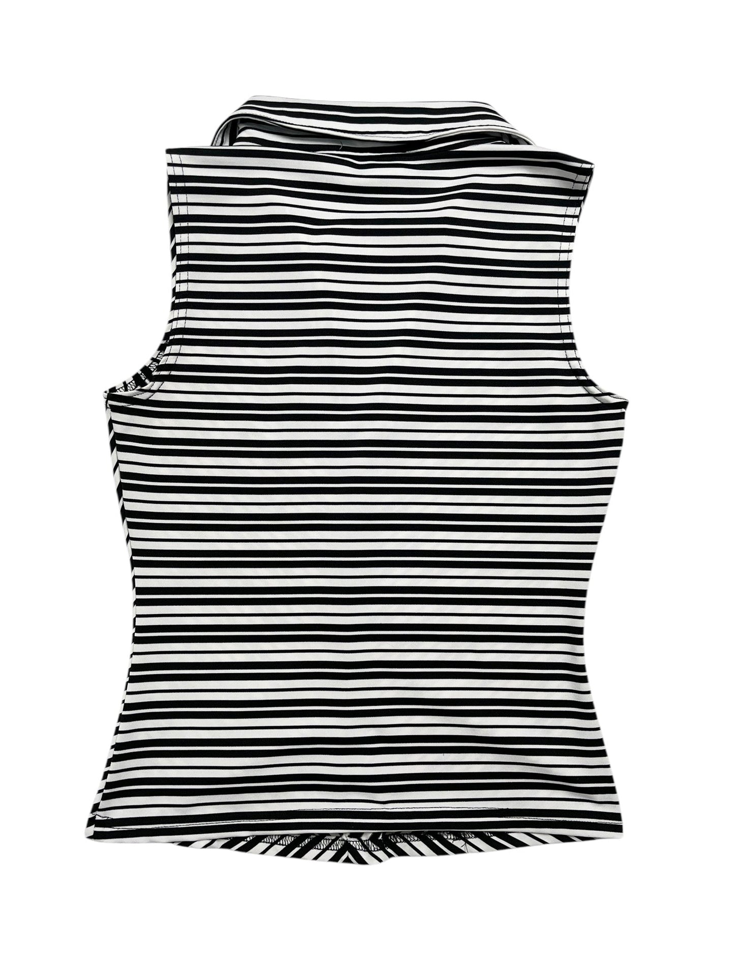 Y2K Byer California Top Tank Estilo Polo (Rayas blanco/negro) - Talla S/M