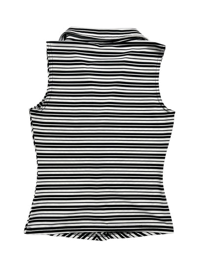 Y2K Byer California Top Tank Estilo Polo (Rayas blanco/negro) - Talla S/M
