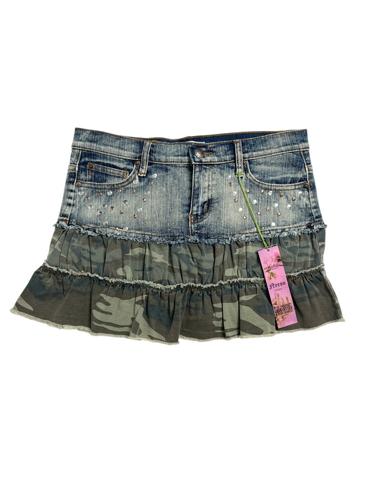 Y2K Neeso Denim&Camuflaje Mini Falda - Talla M