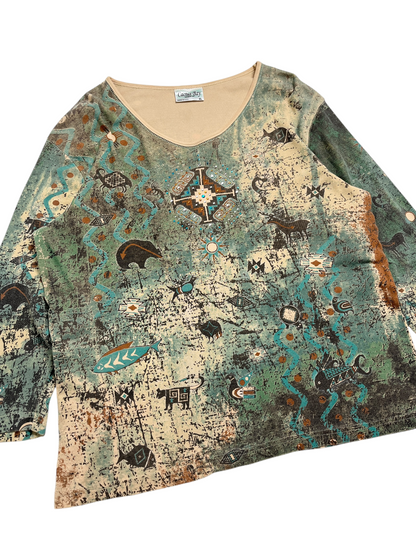 Y2K Cactus Bay Apparel manga 3/4 Top - Talla XL
