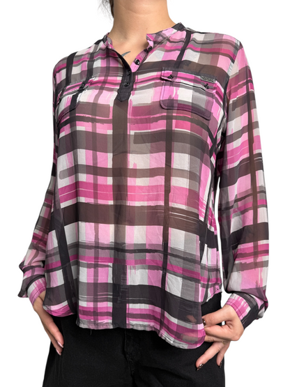 Harley Davidson Blusa Cuadros Rosados - Talla 2XL