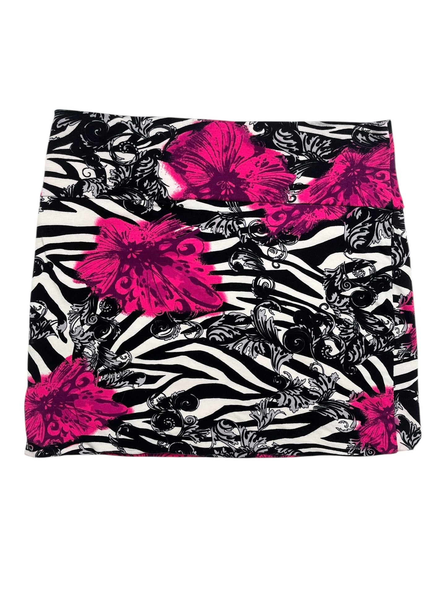 Y2K Body Central Falda Stretch Estampada Zebra Y Flores - Talla L
