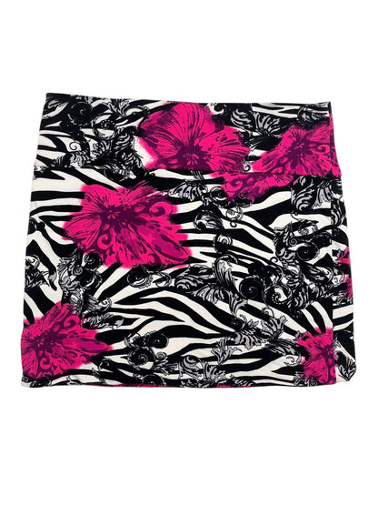 Y2K Body Central Falda Stretch Estampada Zebra Y Flores - Talla L