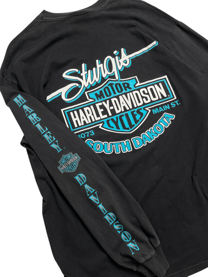 1990 Harley Davidson Sturgis South Dakota T-shirt - Talla L