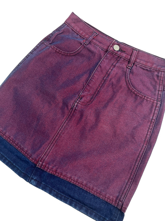 Y2K Falda Denim Color Vino y Azul - Talla XS