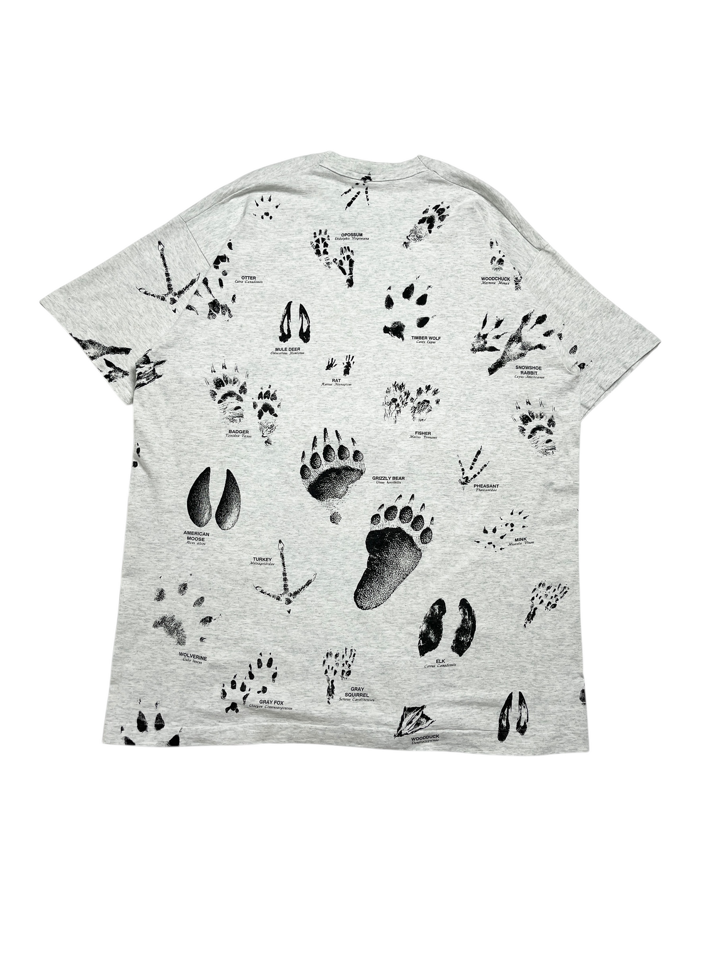 1990s Huellas de animales T-shirt - Talla XXL