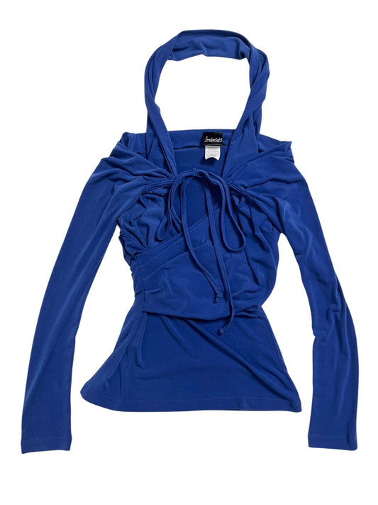 Y2K Frederick’s of Hollywood Top Halter Drapeado Azul - Talla XS