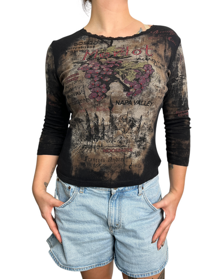Y2K Cactus manga 3/4 Top - Talla S