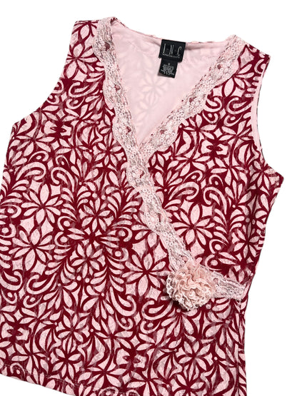 Y2K I.N.C Top cruzado estilo wrap con encaje - Talla S/M