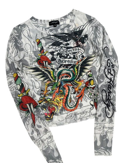 Y2K Ed Hardy Mesh Top - Talla S/M