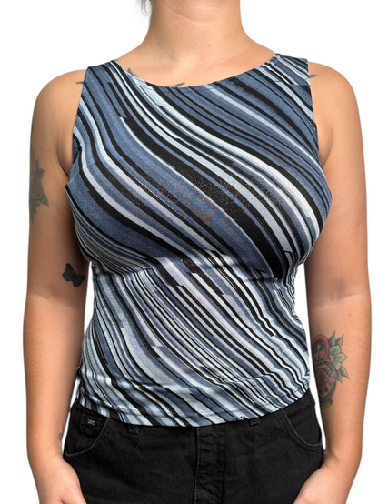 Y2K A.Byer Top Brillante Azul/Negro - Talla S