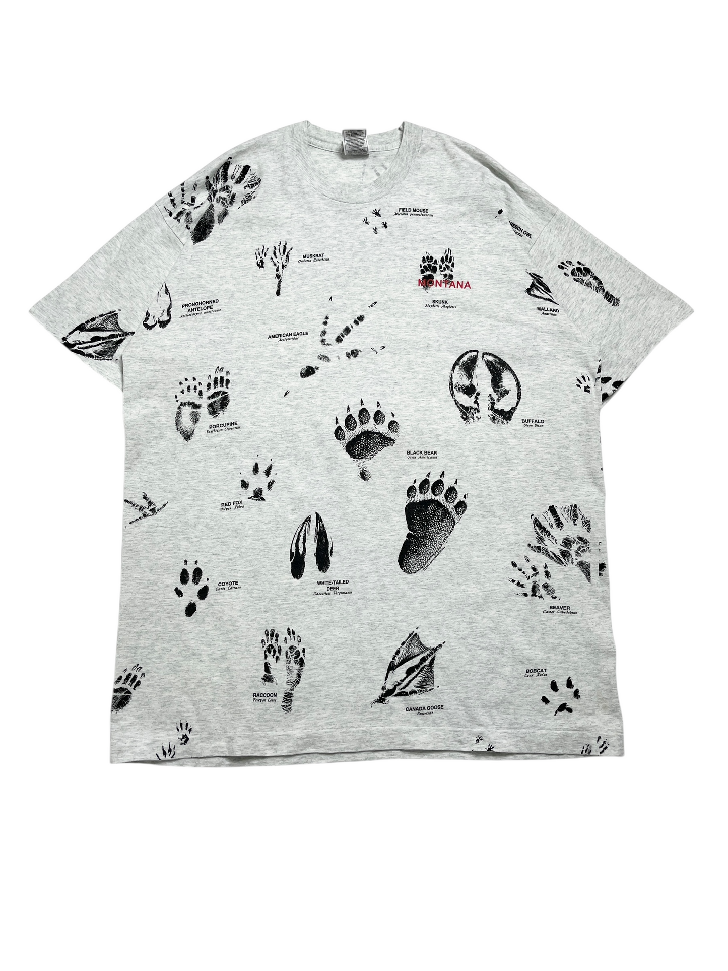 1990s Huellas de animales T-shirt - Talla XXL