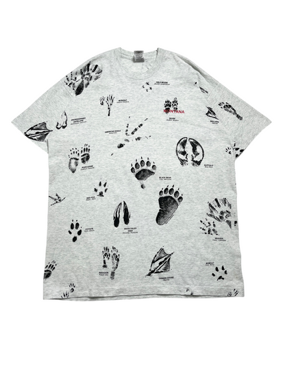 1990s Huellas de animales T-shirt - Talla XXL