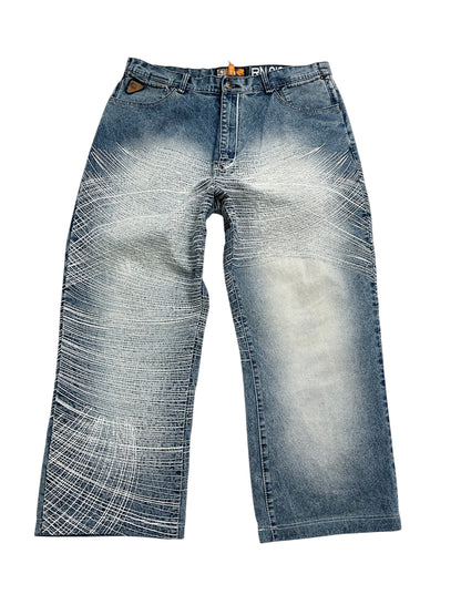 Y2K Akademiks Baggy Denim Pant Azul - Talla 38
