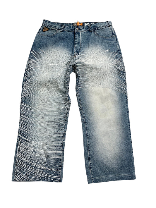 Y2K Akademiks Baggy Denim Pant Azul - Talla 38