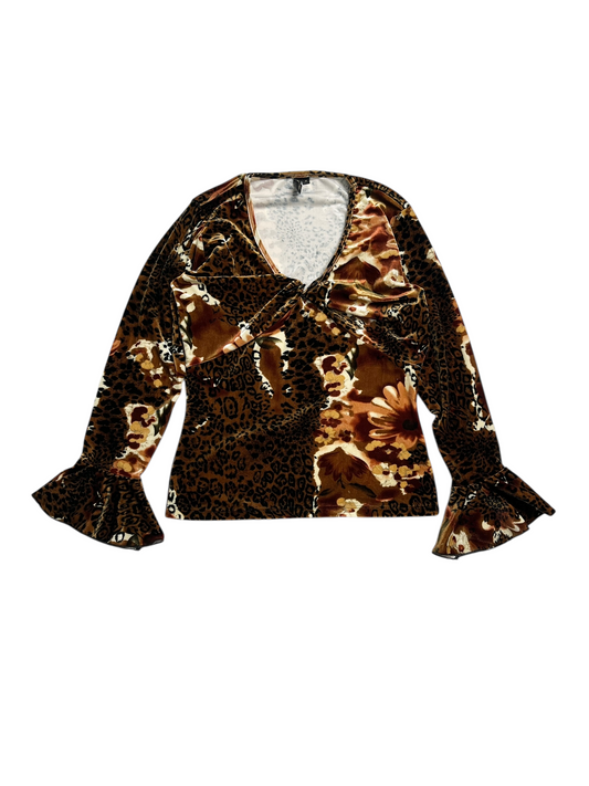 Vintage Olivia Paige Tercio Pelo Top Manga Larga - Talla M