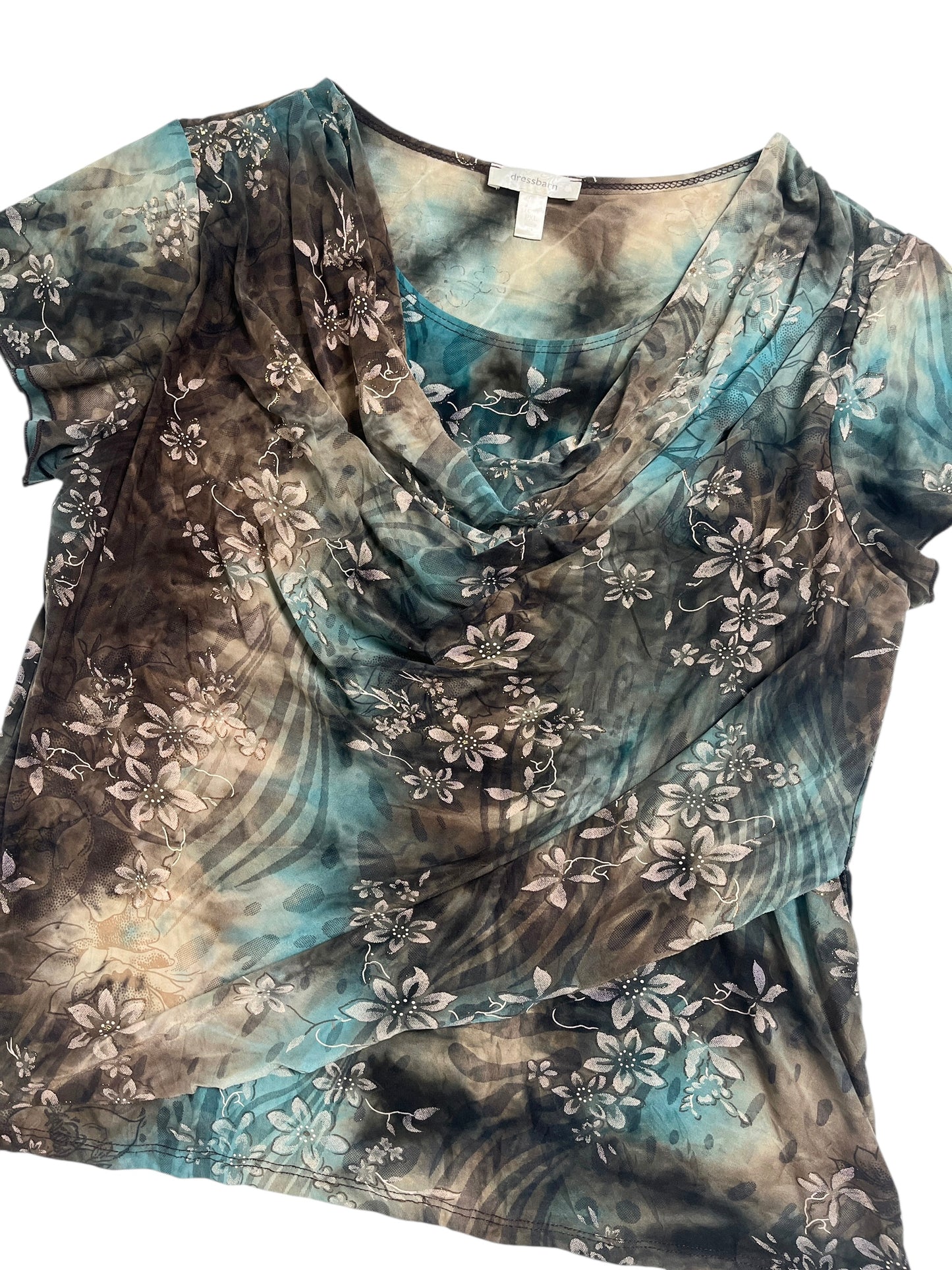 Y2K Dressbarn Blusa Cuello Drapeado - Talla XL Petite