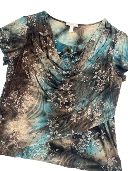 Y2K Dressbarn Blusa Cuello Drapeado - Talla XL Petite