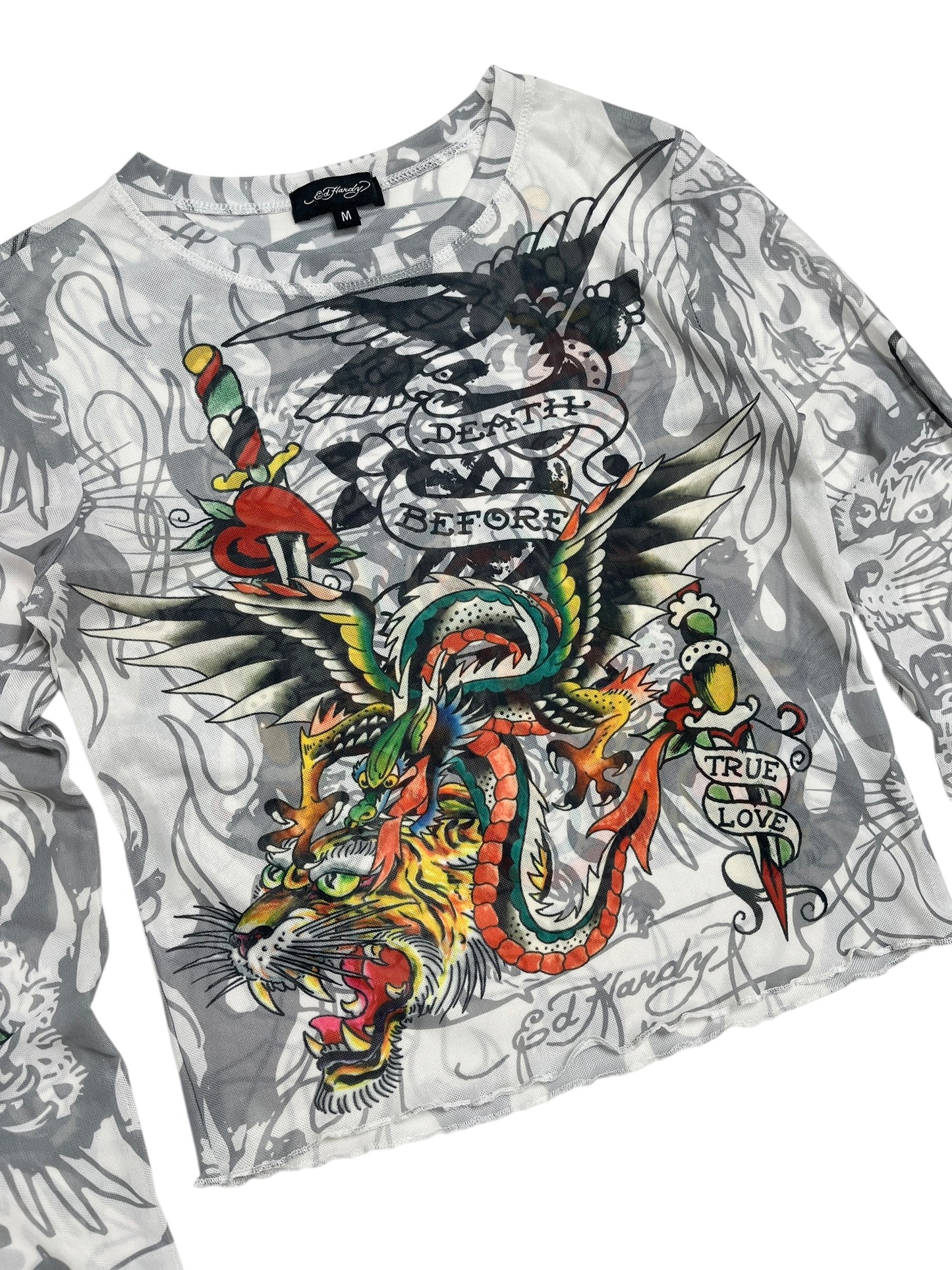 Y2K Ed Hardy Mesh Top - Talla S/M