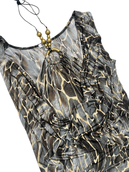 Y2K Dressbarn Top drapeado Animal Print - Talla M/L