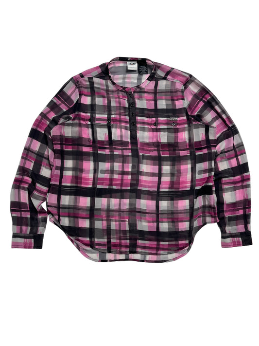 Harley Davidson Blusa Cuadros Rosados - Talla 2XL