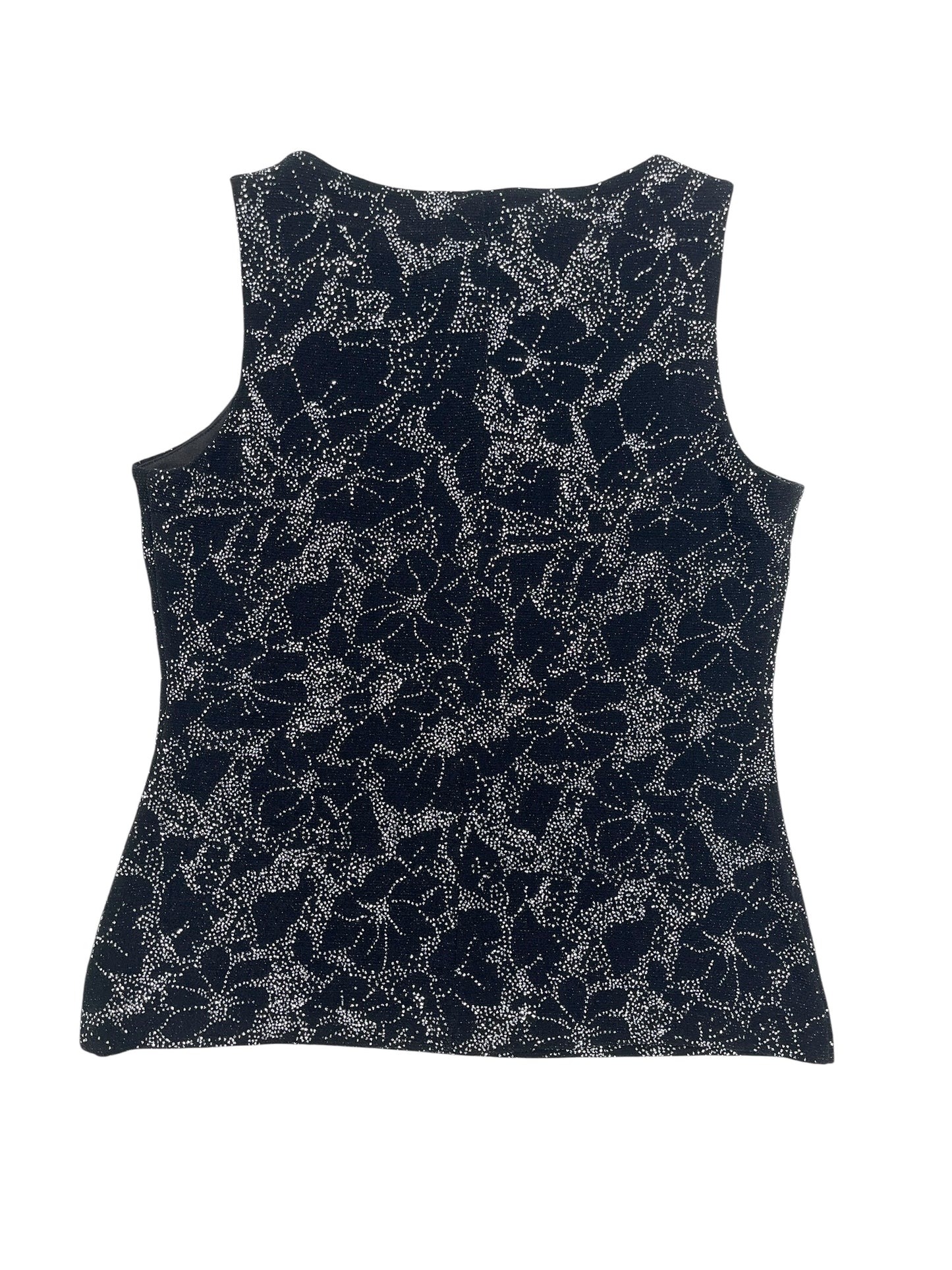 Y2K Alex Top Negro Con Flores Brillantes - Talla L