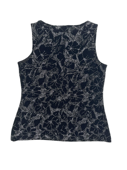 Y2K Alex Top Negro Con Flores Brillantes - Talla L