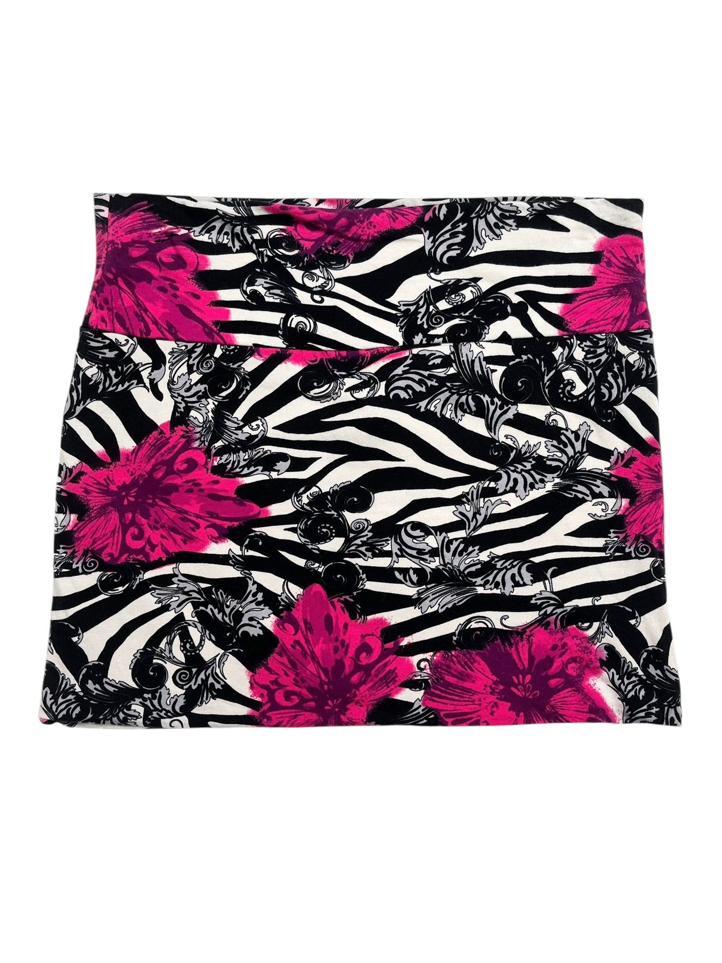 Y2K Body Central Falda Stretch Estampada Zebra Y Flores - Talla L