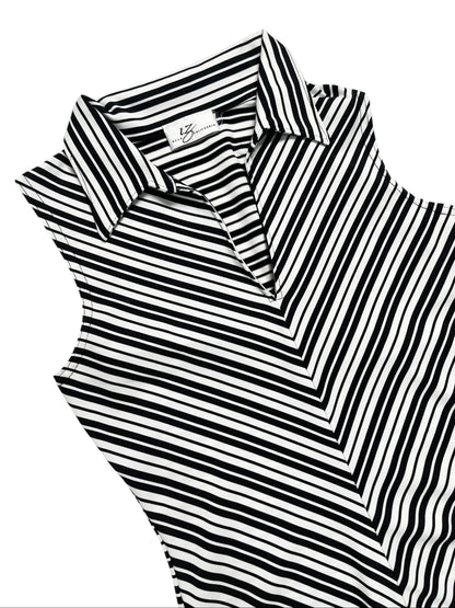 Y2K Byer California Top Tank Estilo Polo (Rayas blanco/negro) - Talla S/M