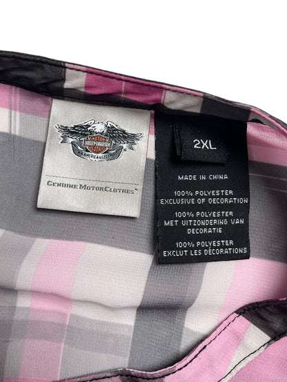 Harley Davidson Blusa Cuadros Rosados - Talla 2XL