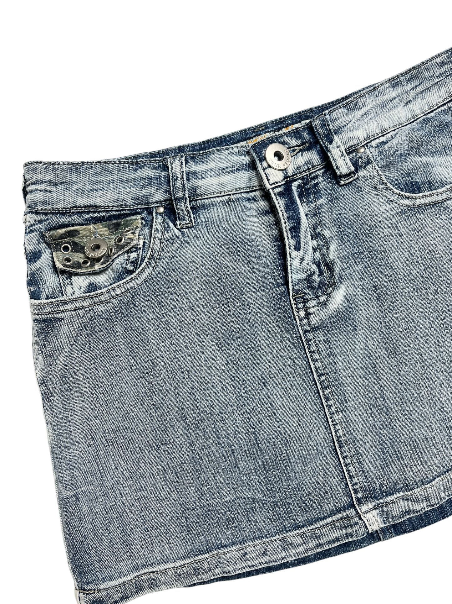 Y2K True People Denim Mini Falda - Talla XS