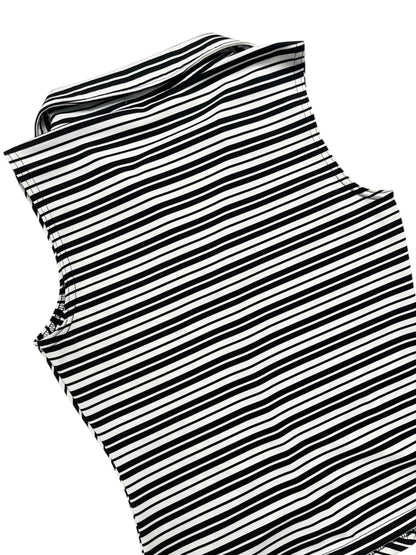 Y2K Byer California Top Tank Estilo Polo (Rayas blanco/negro) - Talla S/M