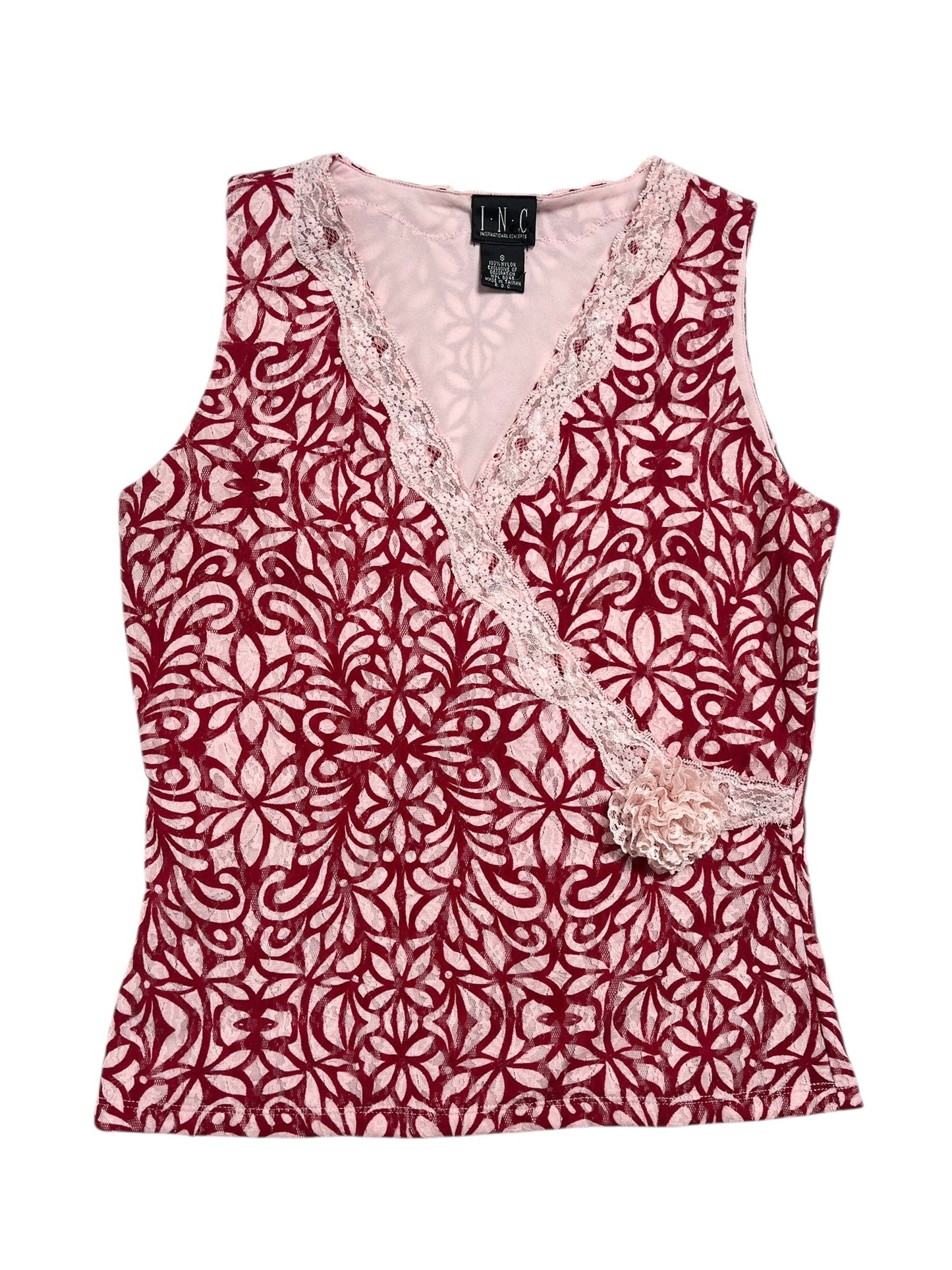 Y2K I.N.C Top cruzado estilo wrap con encaje - Talla S/M