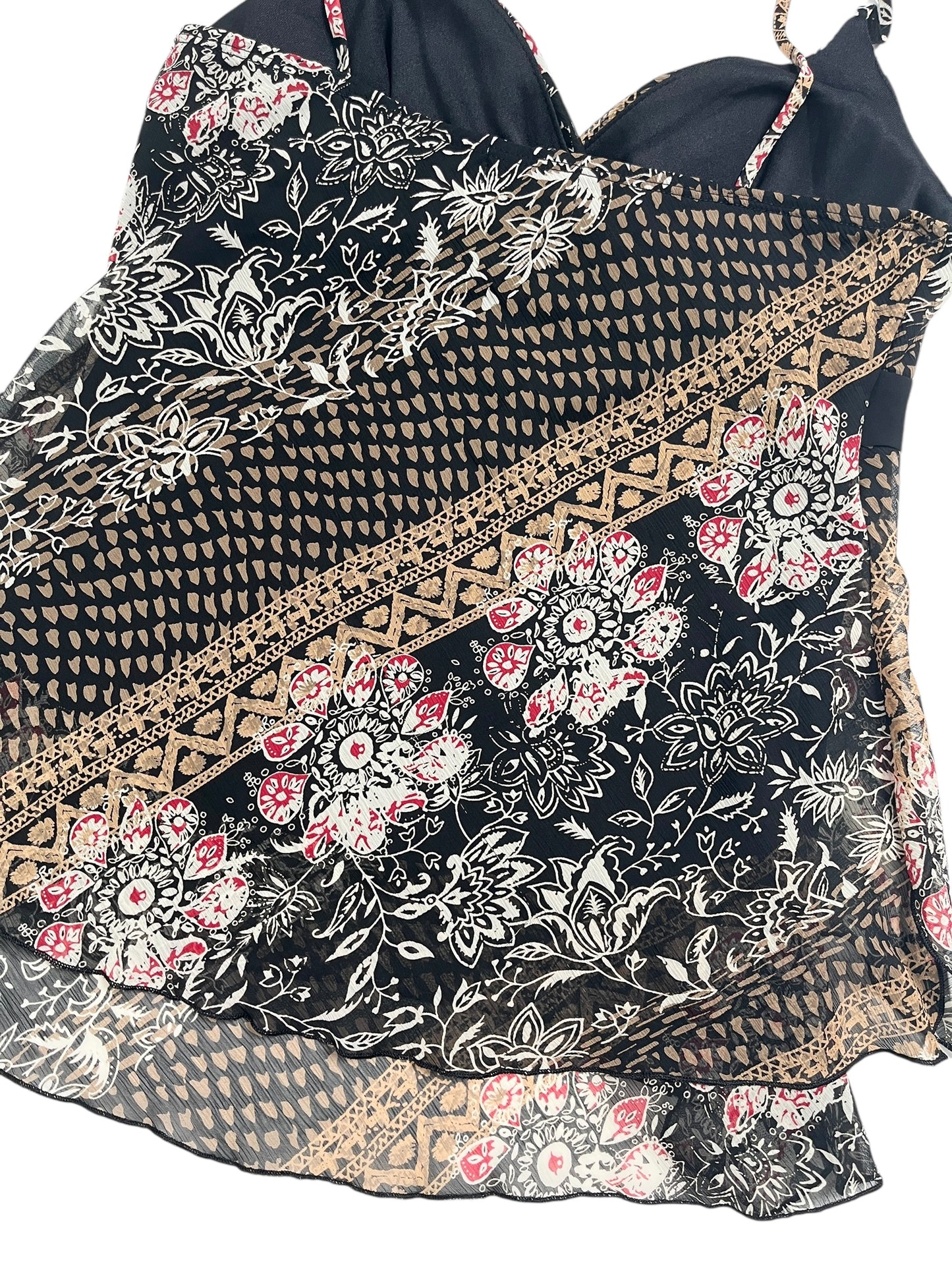 Y2K Three Pink Hearts Top Boho Floral - Talla S/M