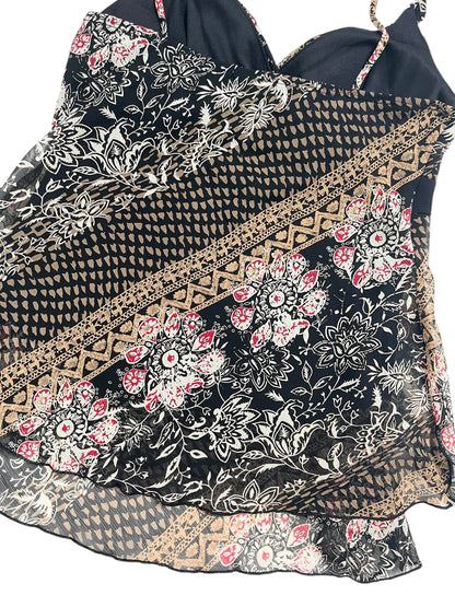 Y2K Three Pink Hearts Top Boho Floral - Talla S/M