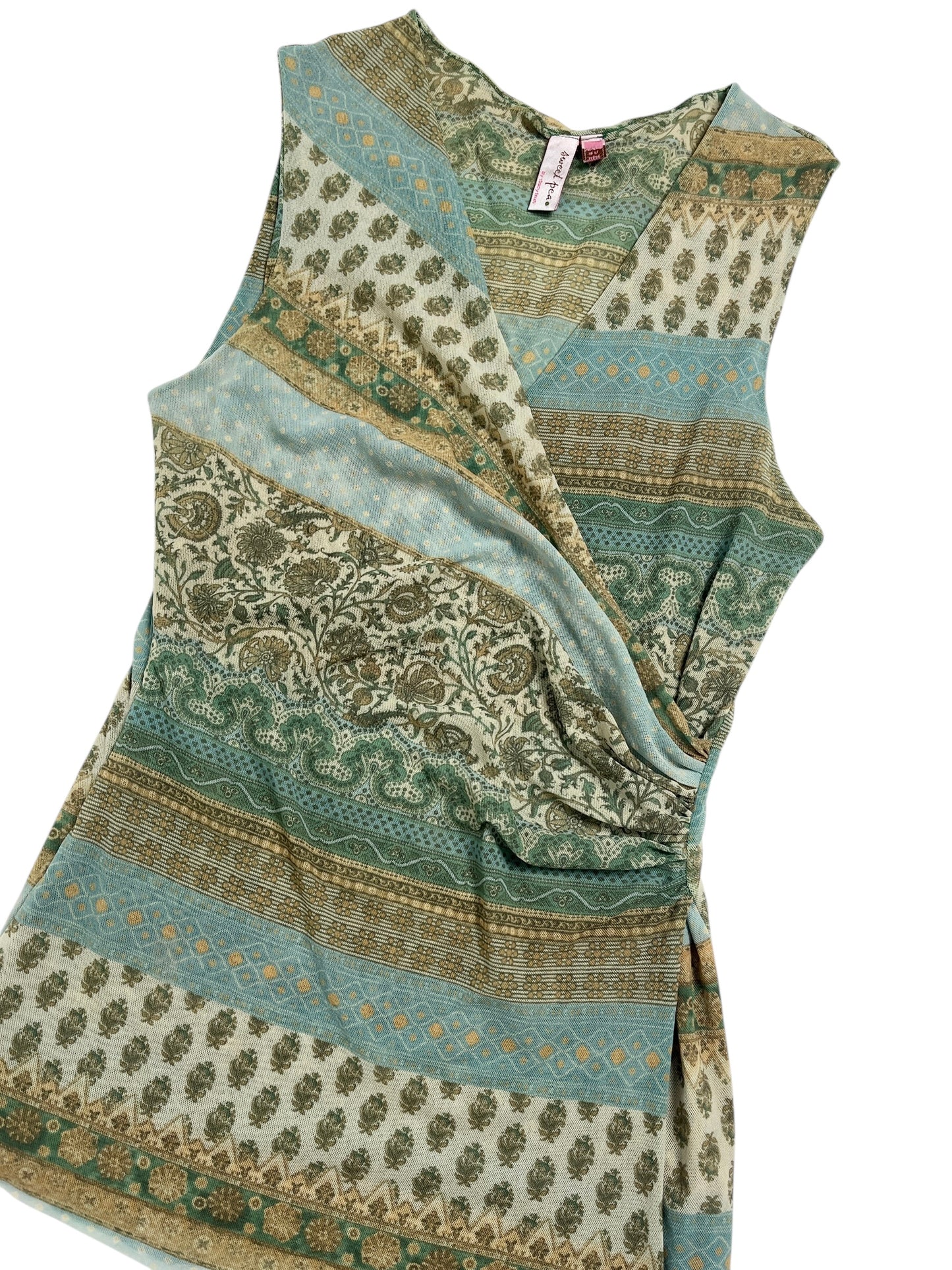 Y2K Sweet Pea Top Cruzado Estampado - Talla M/L