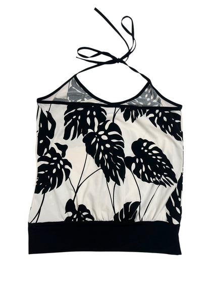Y2K Lipsy Top Halter Estampado Hojas Tropicales - Talla S/M