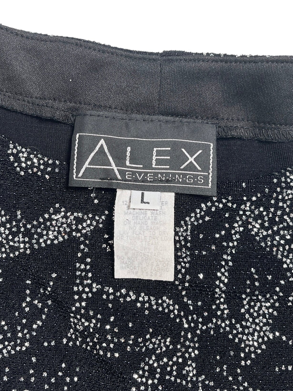 Y2K Alex Top Negro Con Flores Brillantes - Talla L