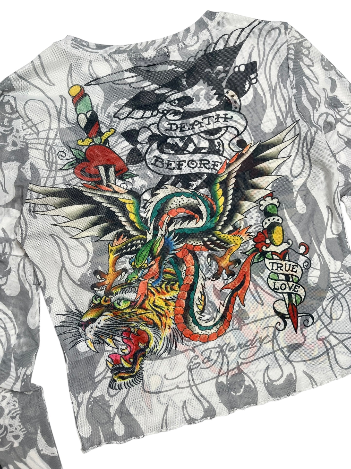 Y2K Ed Hardy Mesh Top - Talla S/M
